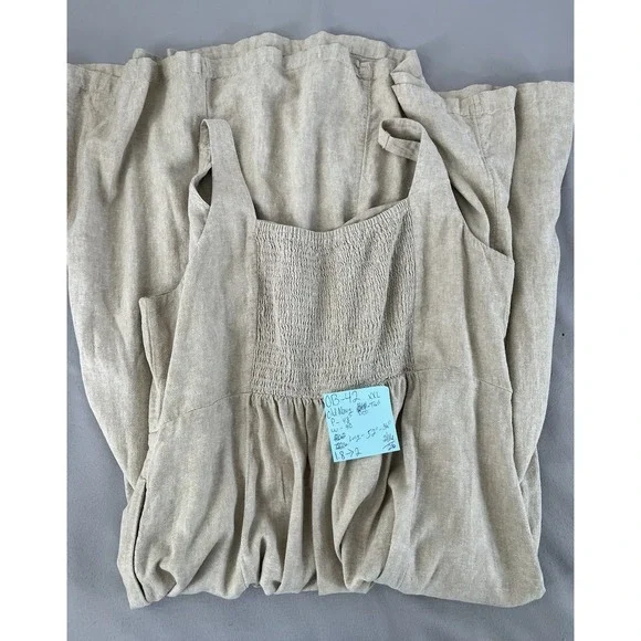 Old Navy Sleeveless Linen-Blend Midi Dress Women's XXL Tall Beige - Picture 11 of 11